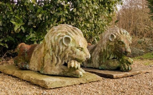 Pair Of Antique Italian Terracotta Garden Lions View X