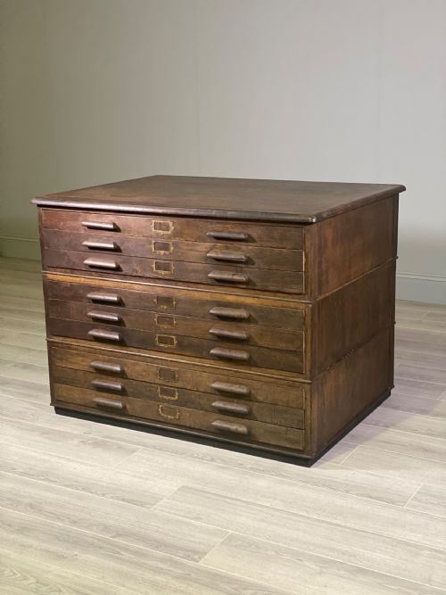 early 20th century oak plan chest - CATEGORY: ANTIQUE CHEST OF DRAWERS - DATED 1930