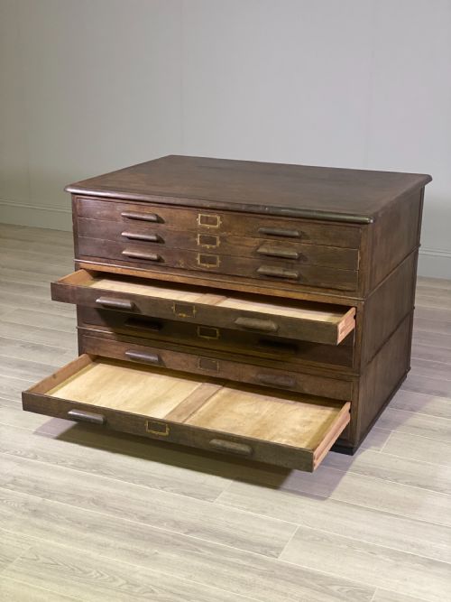 EARLY 20TH CENTURY OAK PLAN CHEST - ADDITIONAL PHOTO 1