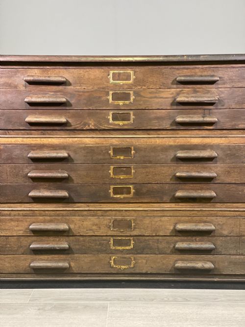 EARLY 20TH CENTURY OAK PLAN CHEST - ADDITIONAL PHOTO 2