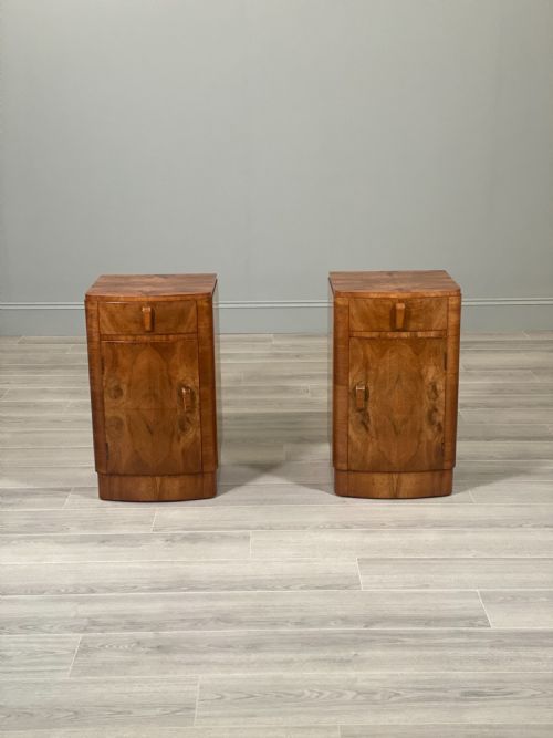 PAIR OF ART DECO BURR WALNUT BEDSIDE CABINETS - ADDITIONAL PHOTO 1