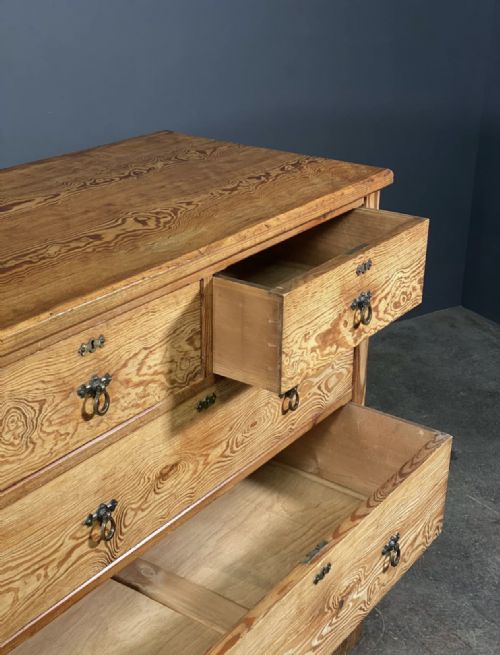 VICTORIAN PITCH PINE GOTHIC CHEST OF DRAWERS - ADDITIONAL PHOTO 1