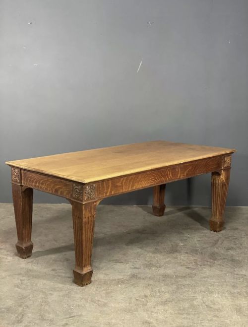 oak library table by jones moss co - CATEGORY: ANTIQUE TABLES - DATED EDWARDIAN