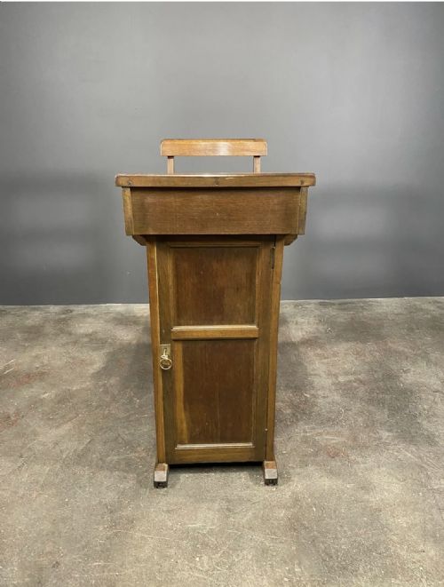 ANTIQUE VICTORIAN OAK TEACHERS DESK WITH CUPBOARD AND FOLD DOWN CHAIR - ADDITIONAL PHOTO 3