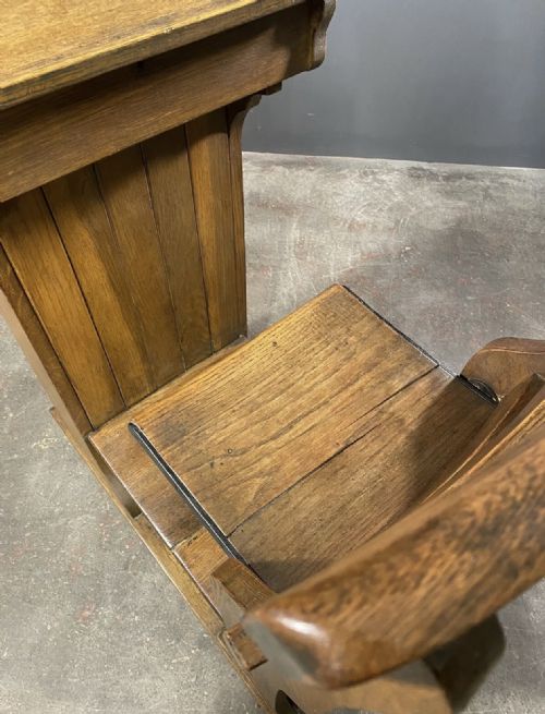 ANTIQUE VICTORIAN OAK TEACHERS DESK WITH CUPBOARD AND FOLD DOWN CHAIR - ADDITIONAL PHOTO 9