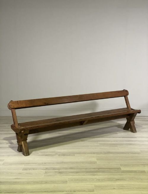19th century pitch pine tram bench - CATEGORY: ANTIQUE FURNITURE - DATED VICTORIAN