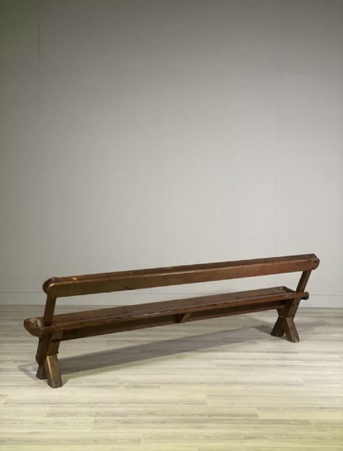 19TH CENTURY PITCH PINE TRAM BENCH - ADDITIONAL PHOTO 1
