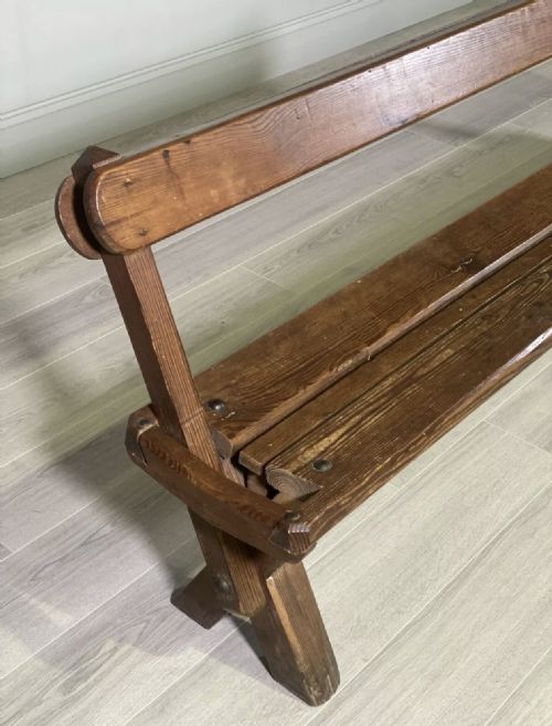 19TH CENTURY PITCH PINE TRAM BENCH - ADDITIONAL PHOTO 5