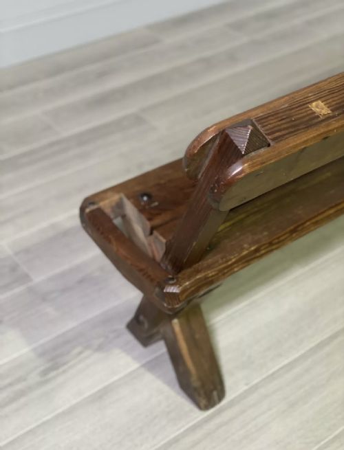 19TH CENTURY PITCH PINE TRAM BENCH - ADDITIONAL PHOTO 7