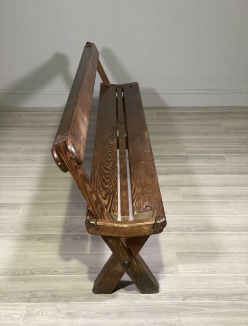19TH CENTURY PITCH PINE TRAM BENCH - ADDITIONAL PHOTO 8