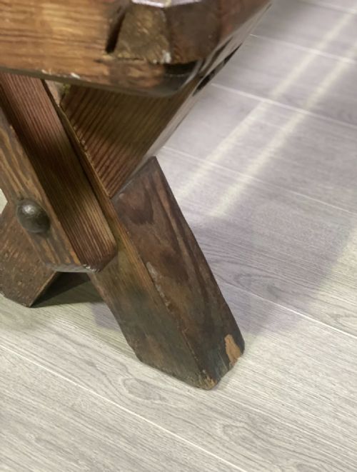 19TH CENTURY PITCH PINE TRAM BENCH - ADDITIONAL PHOTO 9