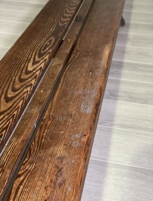 19TH CENTURY PITCH PINE TRAM BENCH - ADDITIONAL PHOTO 10