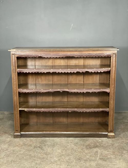 LARGE 19TH CENTURY OAK OPEN BOOKCASE - ADDITIONAL PHOTO 2
