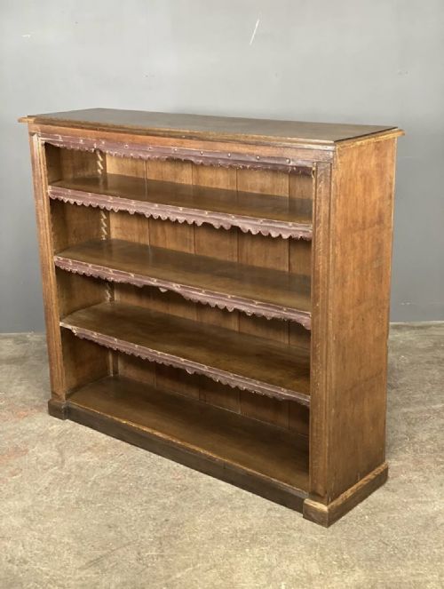 LARGE 19TH CENTURY OAK OPEN BOOKCASE - ADDITIONAL PHOTO 8