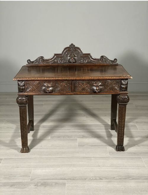 19TH CENTURY CARVED OAK GREENMAN TABLE - ADDITIONAL PHOTO 1