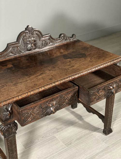 19TH CENTURY CARVED OAK GREENMAN TABLE - ADDITIONAL PHOTO 2