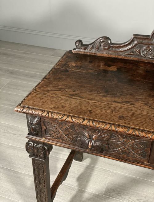 19TH CENTURY CARVED OAK GREENMAN TABLE - ADDITIONAL PHOTO 5