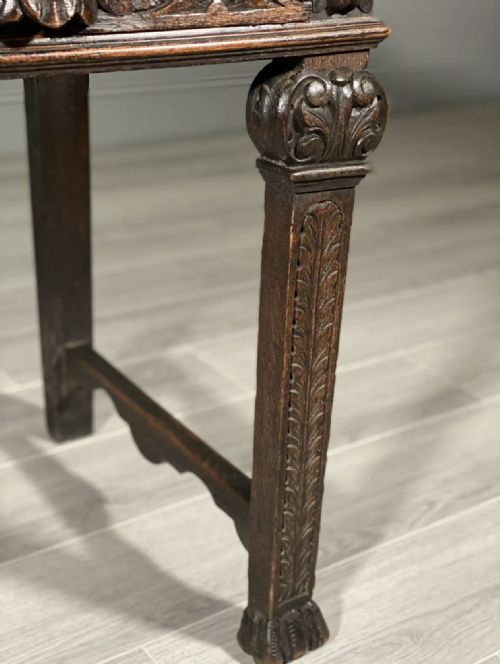 19TH CENTURY CARVED OAK GREENMAN TABLE - ADDITIONAL PHOTO 7