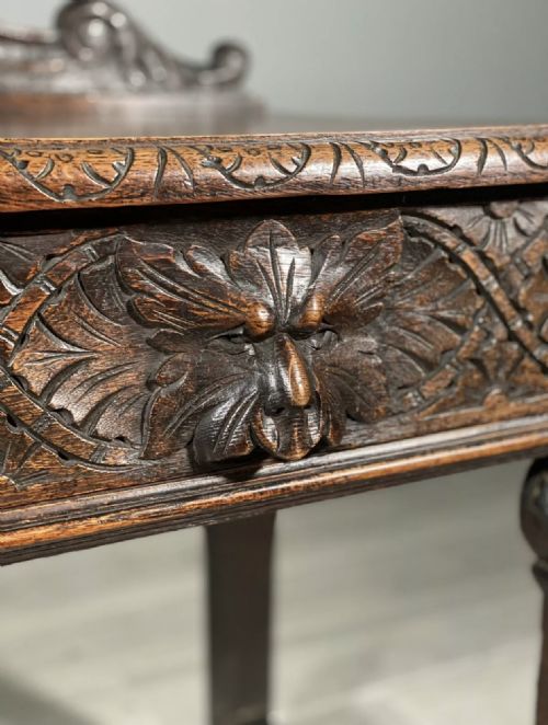 19TH CENTURY CARVED OAK GREENMAN TABLE - ADDITIONAL PHOTO 8