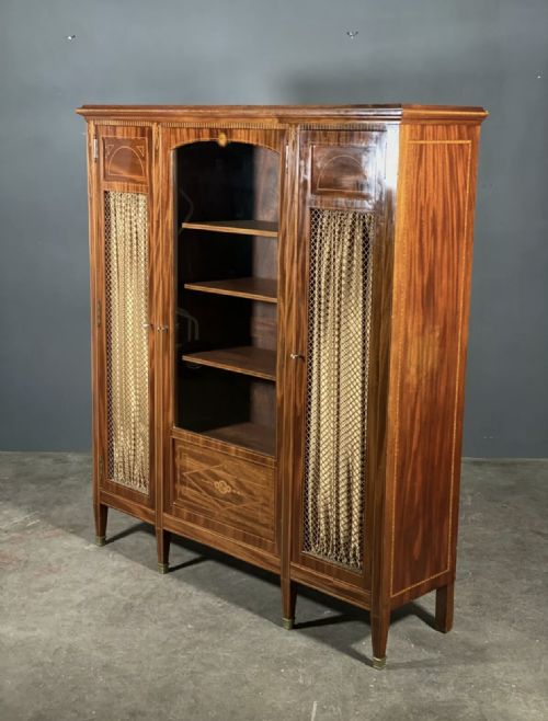 edwardian inlaid mahogany display cabinet - CATEGORY: ANTIQUE CABINETS - DATED EDWARDIAN