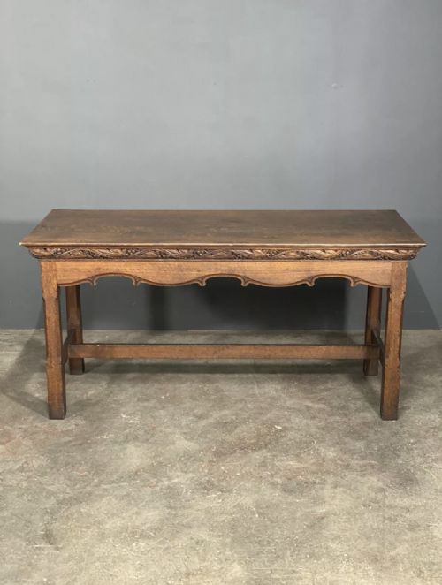 ANTIQUE 19TH CENTURY CARVED OAK CHURCH ALTAR TABLE - ADDITIONAL PHOTO 11