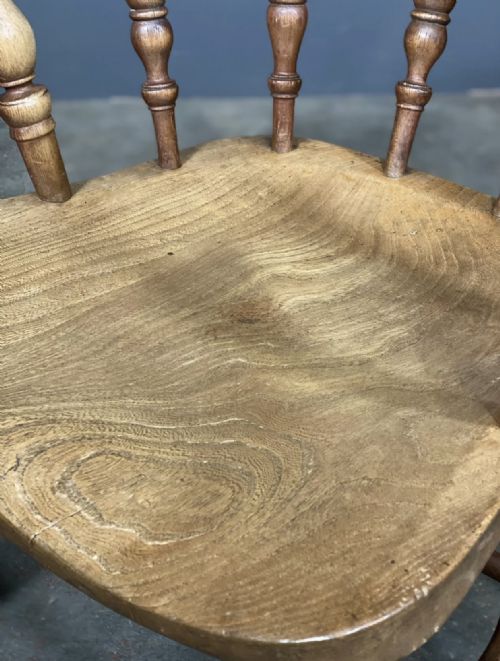 VICTORIAN ELM SMOKERS BOW ARM CHAIR - ADDITIONAL PHOTO 4