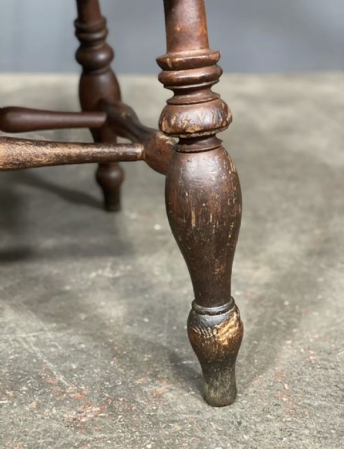 VICTORIAN ELM SMOKERS BOW ARM CHAIR - ADDITIONAL PHOTO 5