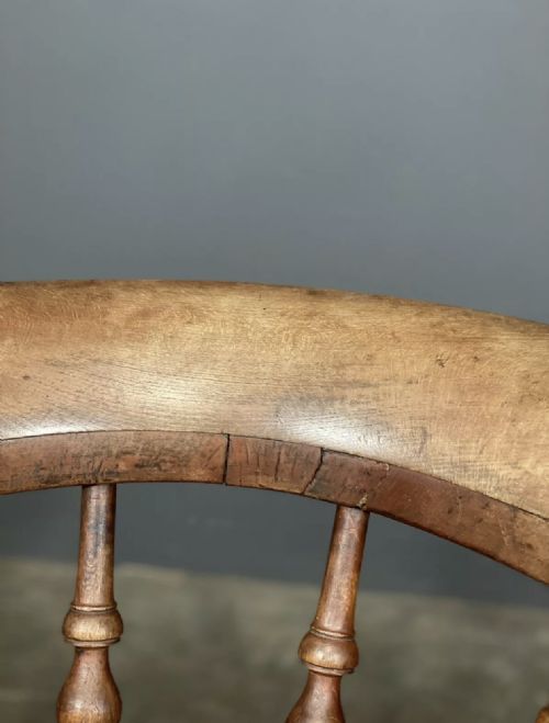 VICTORIAN ELM SMOKERS BOW ARM CHAIR - ADDITIONAL PHOTO 6