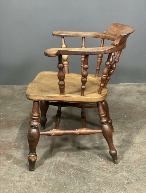 VICTORIAN ELM SMOKERS BOW ARM CHAIR - ADDITIONAL PHOTO 7