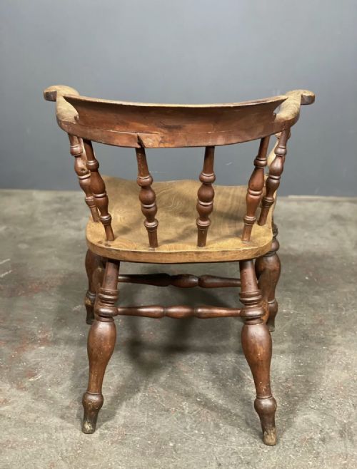 VICTORIAN ELM SMOKERS BOW ARM CHAIR - ADDITIONAL PHOTO 8