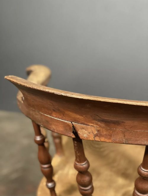 VICTORIAN ELM SMOKERS BOW ARM CHAIR - ADDITIONAL PHOTO 9