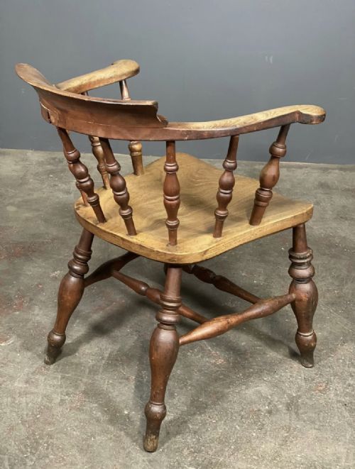 VICTORIAN ELM SMOKERS BOW ARM CHAIR - ADDITIONAL PHOTO 10