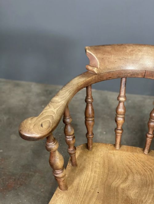 VICTORIAN ELM SMOKERS BOW ARM CHAIR - ADDITIONAL PHOTO 11