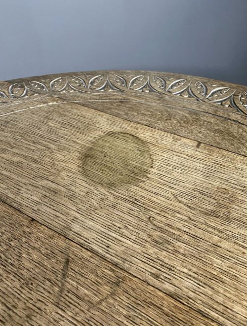 LARGE EARLY 20TH CENTURY CARVED OAK CRICKET TABLE - ADDITIONAL PHOTO 4