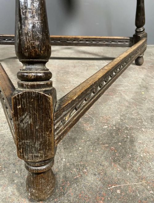 LARGE EARLY 20TH CENTURY CARVED OAK CRICKET TABLE - ADDITIONAL PHOTO 9