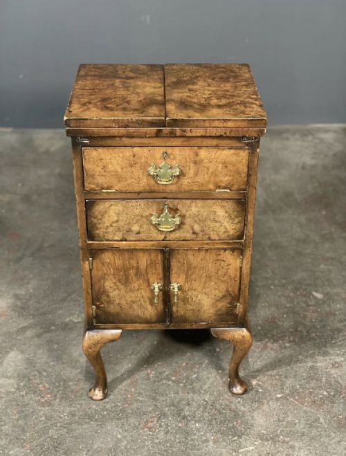 RARE BURR WALNUT WRITING DESK WITH HIDDEN DESK TIDY C1910 - ADDITIONAL PHOTO 3