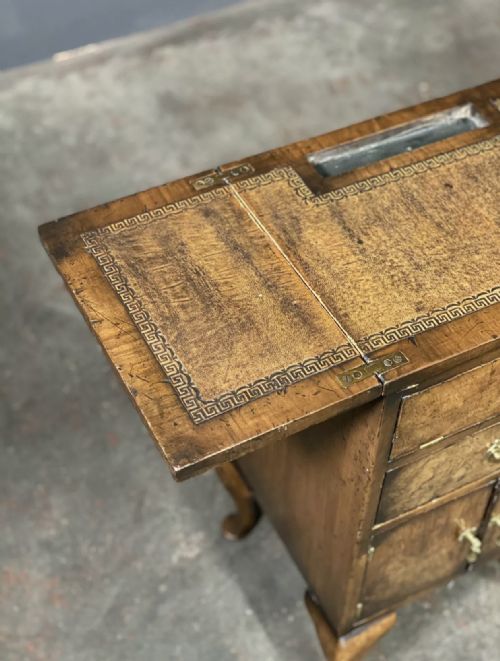 RARE BURR WALNUT WRITING DESK WITH HIDDEN DESK TIDY C1910 - ADDITIONAL PHOTO 6