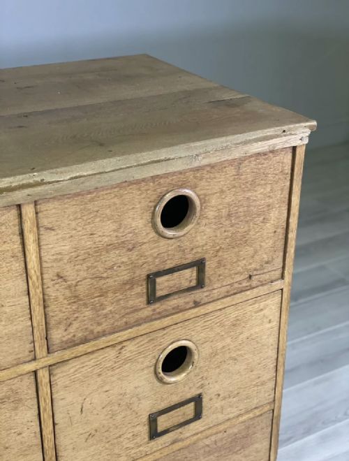 LARGE BANK OF OAK SCHOOL DRAWERS - ADDITIONAL PHOTO 2