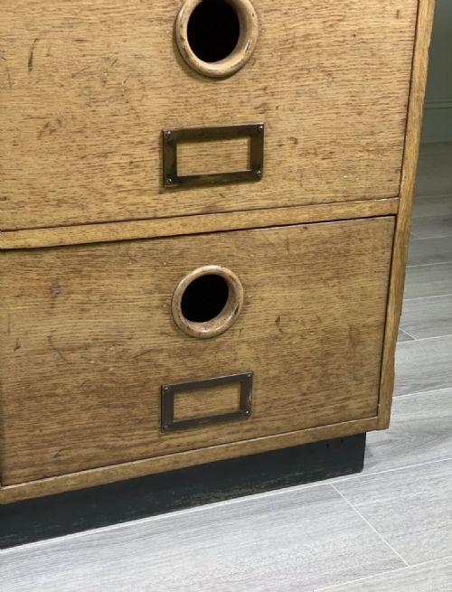 LARGE BANK OF OAK SCHOOL DRAWERS - ADDITIONAL PHOTO 3