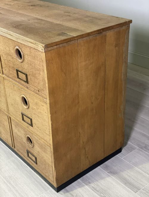 LARGE BANK OF OAK SCHOOL DRAWERS - ADDITIONAL PHOTO 5