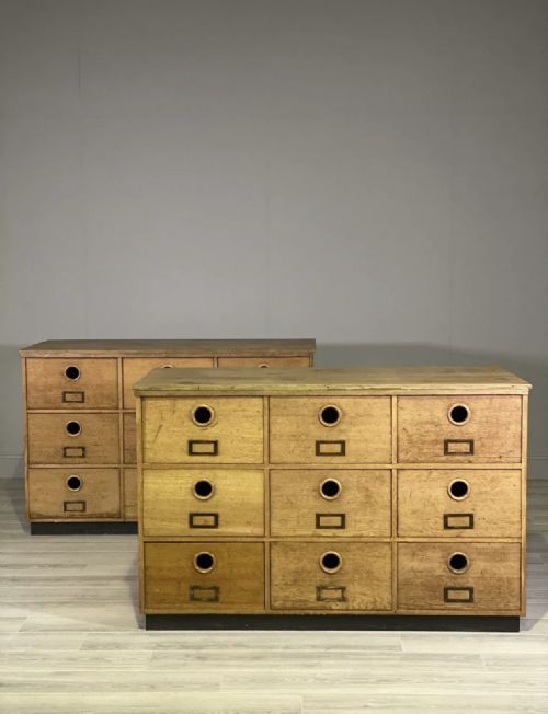 LARGE BANK OF OAK SCHOOL DRAWERS - ADDITIONAL PHOTO 11