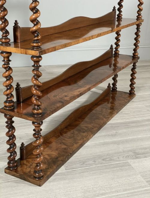 19TH CENTURY BURR WALNUT WALL HANGING SHELVES - ADDITIONAL PHOTO 2