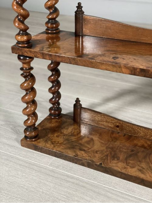 19TH CENTURY BURR WALNUT WALL HANGING SHELVES - ADDITIONAL PHOTO 3