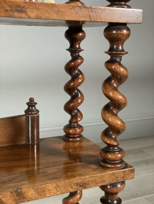 19TH CENTURY BURR WALNUT WALL HANGING SHELVES - ADDITIONAL PHOTO 4
