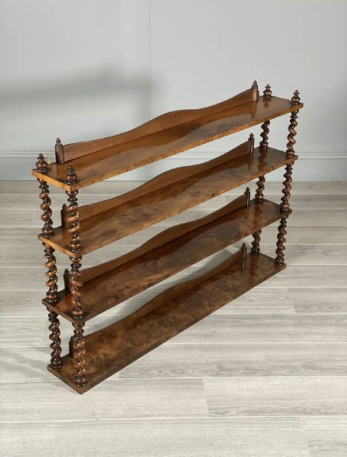 19TH CENTURY BURR WALNUT WALL HANGING SHELVES - ADDITIONAL PHOTO 7