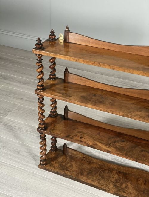 19TH CENTURY BURR WALNUT WALL HANGING SHELVES - ADDITIONAL PHOTO 9