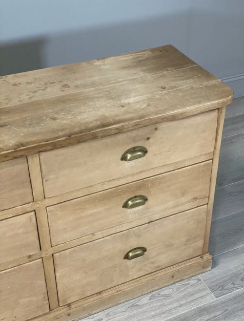 19TH CENTURY PINE BANK OF DRAWERS - ADDITIONAL PHOTO 9