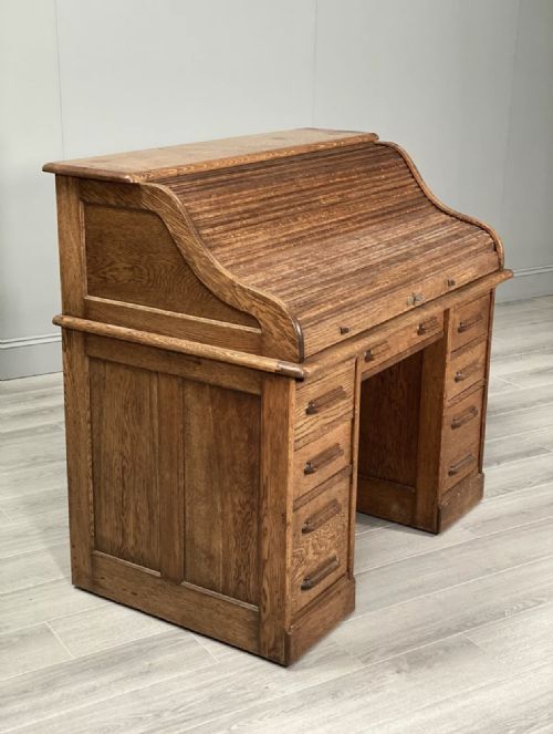EARLY 20TH CENTURY OAK ROLL TOP DESK - ADDITIONAL PHOTO 2