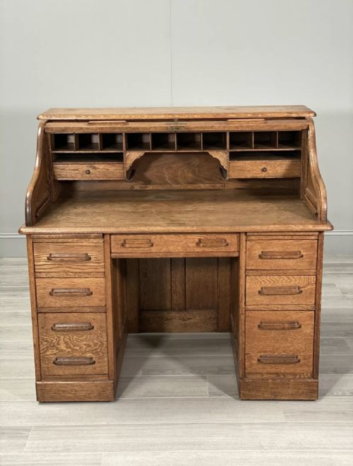 EARLY 20TH CENTURY OAK ROLL TOP DESK - ADDITIONAL PHOTO 4