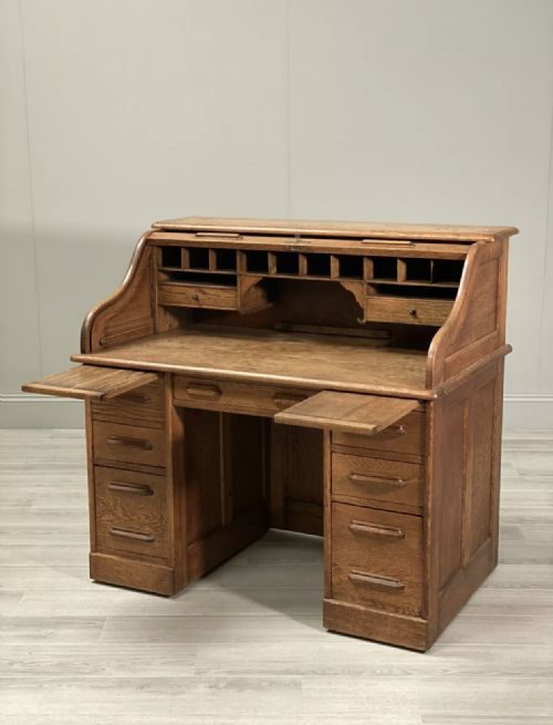 EARLY 20TH CENTURY OAK ROLL TOP DESK - ADDITIONAL PHOTO 11